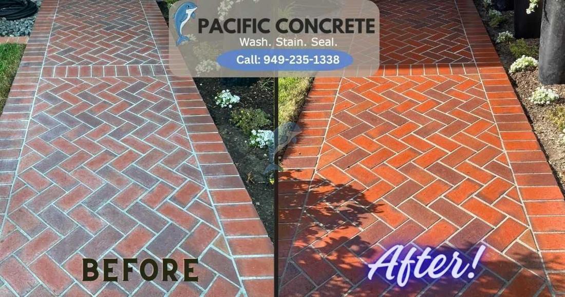 Brick walkway entrance in Laguna Niguel, cleaned and sealed